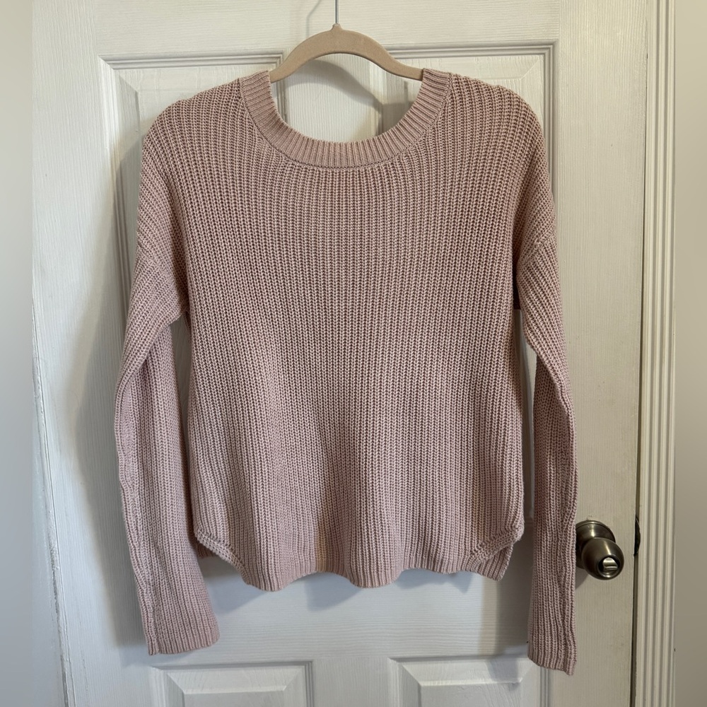 Garage Blush Pink Knit Sweater Lace Back